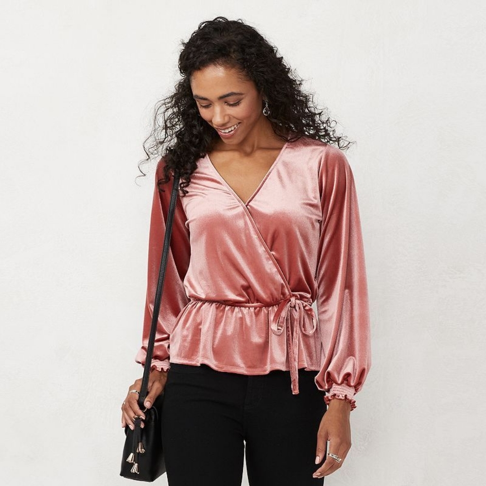 Velour LC Lauren Conrad Volume Sleeve Wrap Top